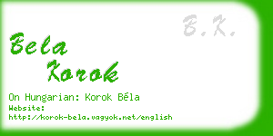 bela korok business card